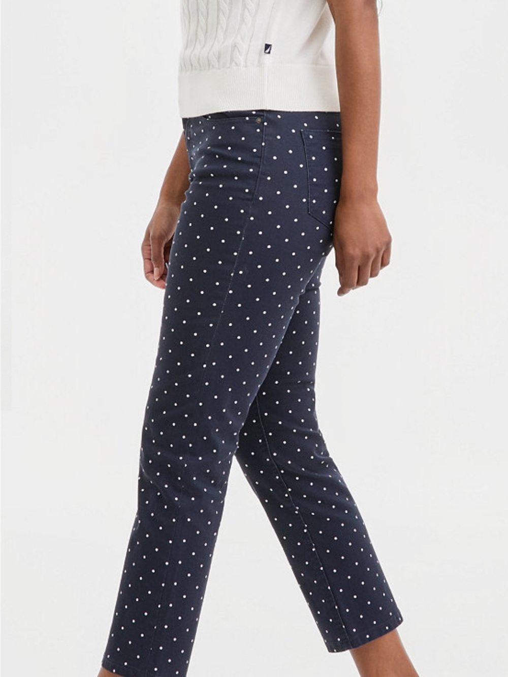 Nautica Navy Jeans with White Polka Dots - Cropped Ankle